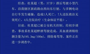 山东聊城发生一起酒驾肇事案 致8死4伤